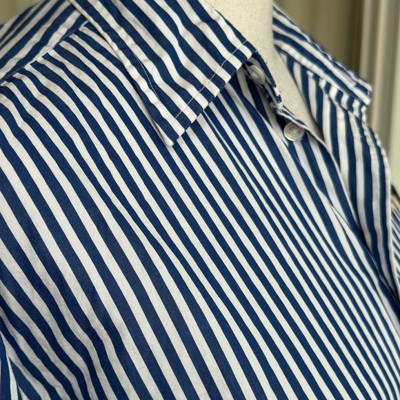 Polo by Ralph Lauren Striped Asymmetrical Shirt Dress with pockets and Patches - Picture 13 of 15